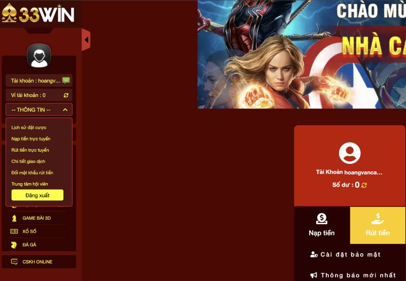 truy cap muc rut tien 33win